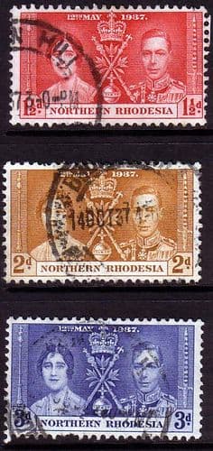 Northern Rhodesia 1937 King George VI Coronation Set Fine Used