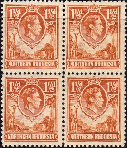 Northern Rhodesia 1938 Animals SG 30 Block of 4 Fine Mint