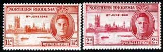 Northern Rhodesia 1946 King George VI Victory Set Fine Mint