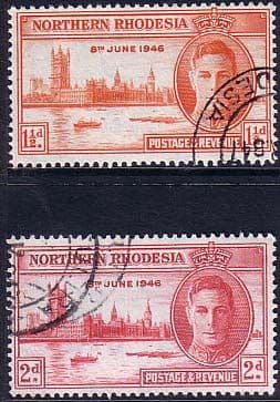 Northern Rhodesia 1946 King George VI Victory Set Fine Used