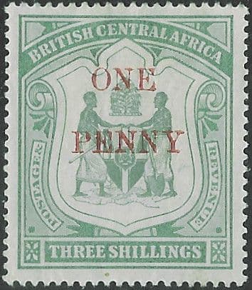 Nyasaland 1897 British Central Africa Coat of Arms SG 53 Surcharged Fine Mint