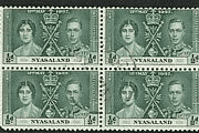 Nyasaland 1937 King George VI Coronation SG 127 Fine Used Blocks of 4