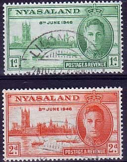 Nyasaland 1946 King George VI Victory Set Fine Used