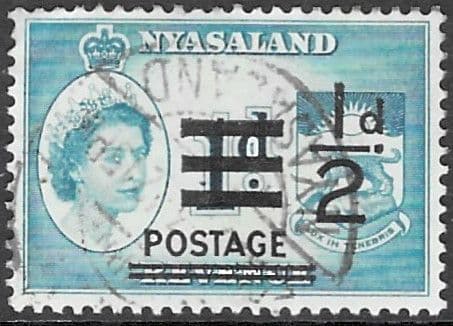 Nyasaland 1963 Revenue Overprinted Postage SG 188 Fine Used