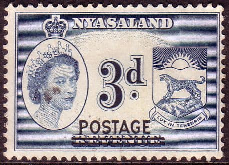 Nyasaland 1963 Revenue Overprinted Postage SG 191 Fine Mint