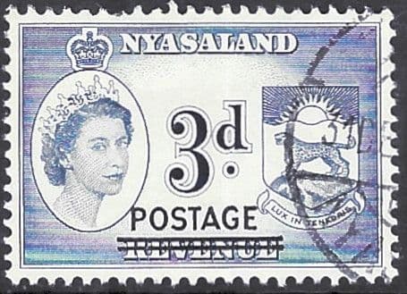 Nyasaland 1963 Revenue Overprinted Postage SG 191 Fine Used