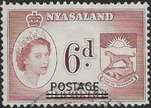Nyasaland 1963 Revenue Overprinted Postage SG 192 Fine Used