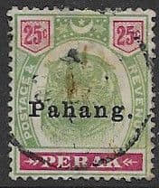 Pahang 1898 Tiger Overprint SG 20 Good Used