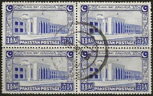 Pakistan 1948 SG 20 Independence Fine Used Block of 4