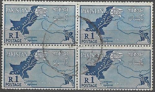Pakistan 1960 Map SG 111 Fine Used Block of 4