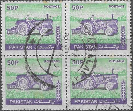 Pakistan 1978 Tractor SG 471 Fine Used Block of 4