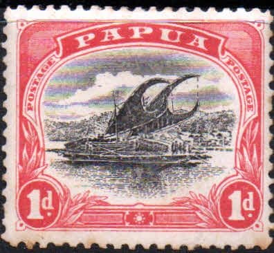 Papua 1910 Lakatoi Native Canoe with Hanuabada Village SG 60 Mint