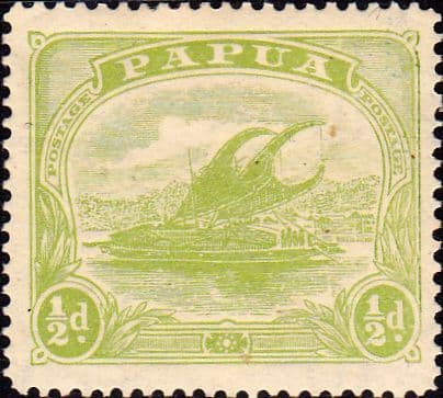 Papua 1911 Lakatoi Native Canoe with Hanuabada Village SG 84 Fine Mint