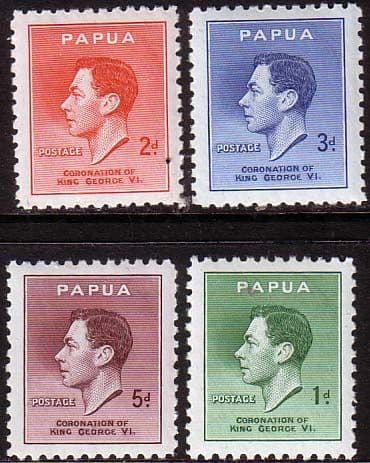 Papua 1937 King George VI Coronation Set Fine Mint