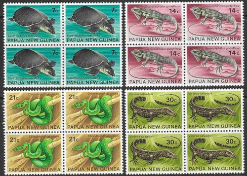Papua New Guinea 1972 Fauna Conservation Block of 4 Set Fine Mint