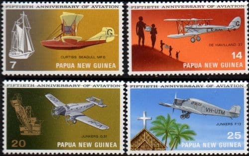 Papua New Guinea 1972 Planes Set Fine Mint
