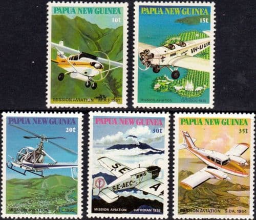 Postage Stamps Papua New Guinea 1985 Mission Aviation Set Fine Used