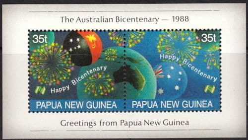 Papua New Guinea 1988 Australian Settlement Miniature Sheet Fine Mint