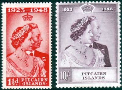 Pitcairn Islands 1948 King George VI Royal Silver Wedding Set Fine Mint