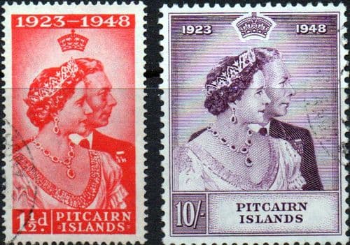 Pitcairn Islands 1948 King George VI Royal Silver Wedding Set Fine Used