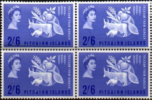 Pitcairn Islands 1963 Freedom From Hunger Fine Mint Block of 4