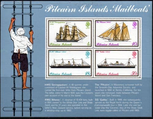 Pitcairn Islands 1975 Mailboats Miniature Sheet Fine Mint