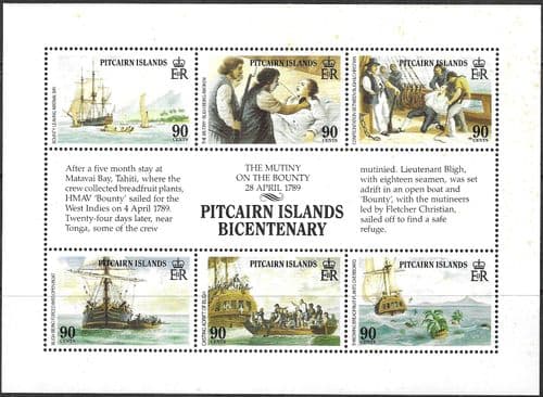 Pitcairn Islands 1989 Bicentenary of Pitcairn Island Settlement 1st Issue Miniature Sheet Fine Mint