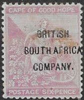 Rhodesia 1896 Cape of Good Hope stamps optd BRITISH SOUTH AFRICA COMPANY SG 63 Fine Mint