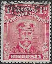 Rhodesia 1913 British South Africa Company Head SG 190 Fine Used