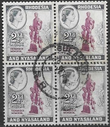 Rhodesia and Nyasaland 1959 SG 21 Fairbridge Memorial Fine Used Block of 4