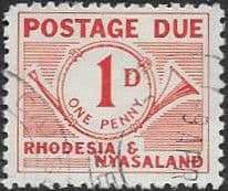 Rhodesia and Nyasaland 1961 Postage Due SG D1 Fine Used