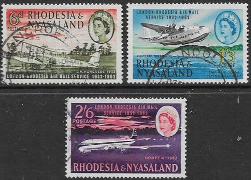 Rhodesia and Nyasaland 1962 London–Rhodesian Airmail Service Set Fine Used