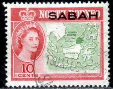 Sabah 1964 SG 412 Map of Borneo Fine Used