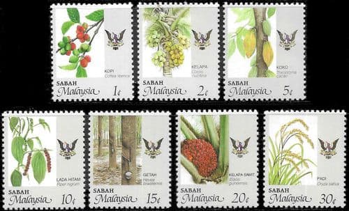 Sabah 1986 Agricultural Products of Malaysia Set Fine Mint
