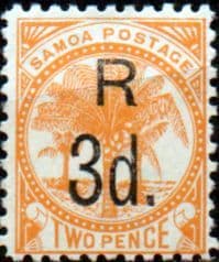 Samoa 1895 Palm Trees Surcharged R 3d. SG 80 Fine Mint