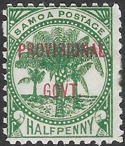 Samoa 1899 Palm Trees Provisional Government Overprint SG 90 Fine Mint