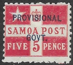 Samoa 1900 Cross Crown and Star Overprint SG 94 Fine Mint