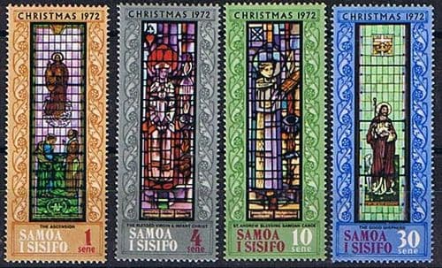 Samoa 1972 Christmas. Stained-glass Windows in Apia Set Fine Mint