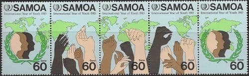 Samoa 1985 International Youth Year Strip Fine Mint