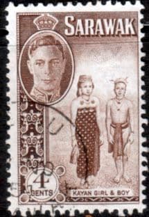 Sarawak 1950 SG 174 Kayan Boy and Girl Fine Used