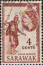 Sarawak 1955 SG 190 Kayan Dancing Fine Used