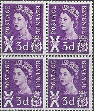 Scotland 1958 Queen Elizabeth II SG S 1 Fine Mint Block of 4