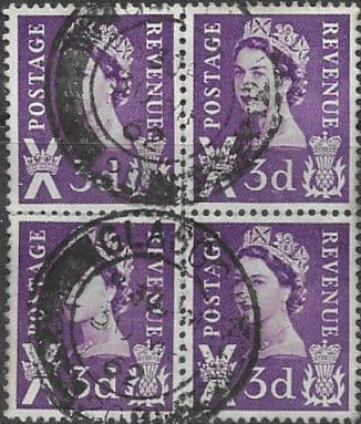 Scotland 1958 Queen Elizabeth II SG S 1 Fine Used Block of 4