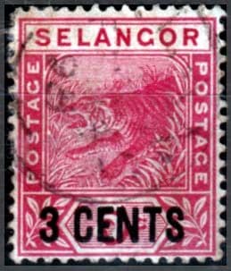 Selangor 1894 SG 53 Tiger Surcharged Fine Used