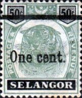 Selangor 1900 Surcharged Tiger SG 66b Fine Used