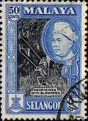 Selangor 1957 SG 124 Sultan and Aborigines and Blowpipes Fine Used