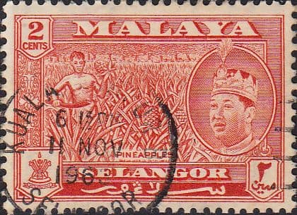 Selangor 1961 Sultan and Pineapples SG 130 Fine Used