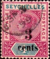 Seychelles 1893 Queen Victoria SG 15 Surcharged Fine Used