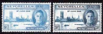 Seychelles 1946 King George VI Victory Set Fine Mint