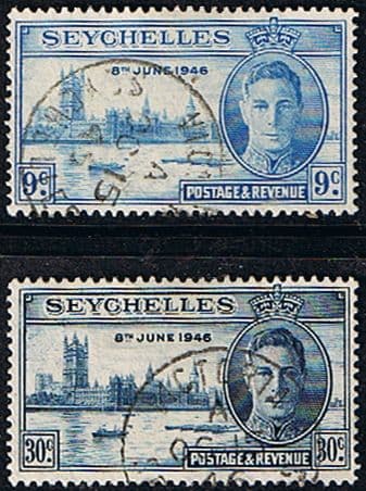 Seychelles 1946 King George VI Victory Set Fine Used